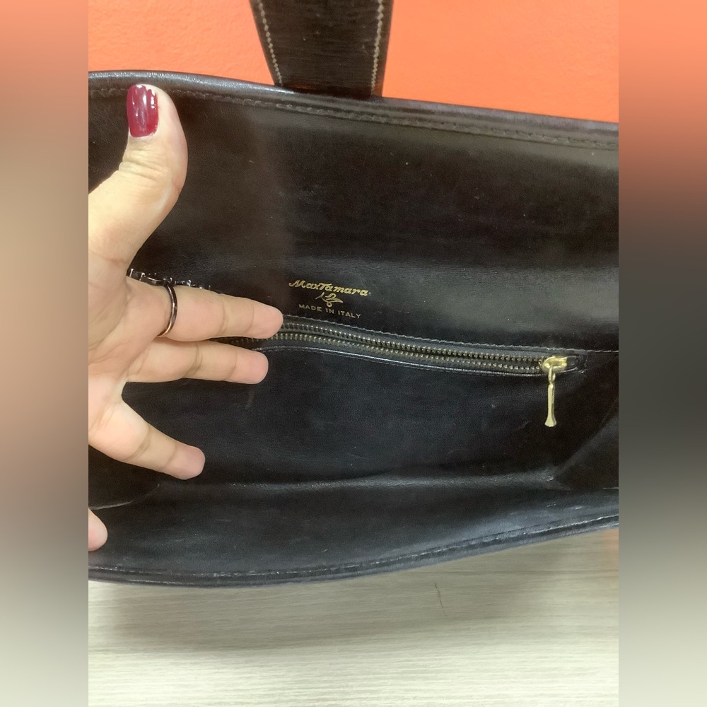 Italian Black Leather Medium Clutch - Picture 8 of 10
